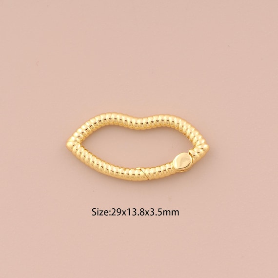 18K Gold Snap Clasp,Lips Snap Clasp,Push Door Clasp for DIY Jewelry Making Supply