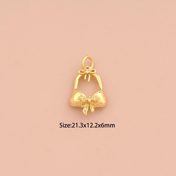 18K Gold Bikini Charms,CZ Pave Bra Charms Pendants,Bikini Charm for DIY Jewelry Making Supply