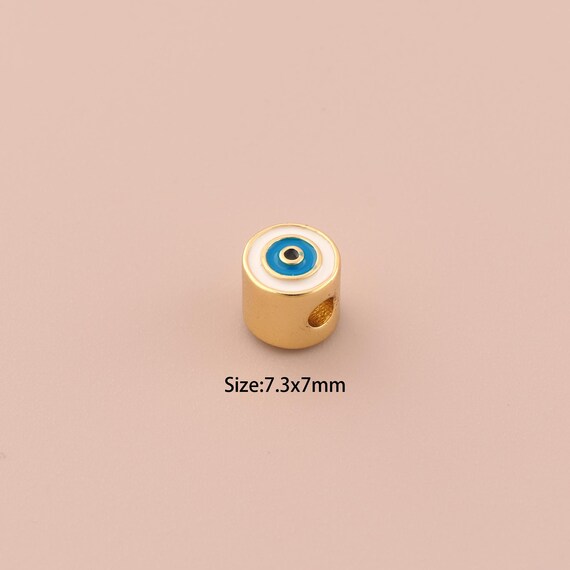 18K Gold Evil Eye Spacer Bead,Enamel Minimalist Bead,Devil Eye Bead for DIY Jewelry Making Supply