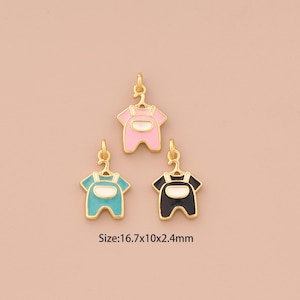 18K Gold Overalls Charms,Enamel Clothing Charms Pendants,Overalls Charm for DIY Jewelry Making Supply