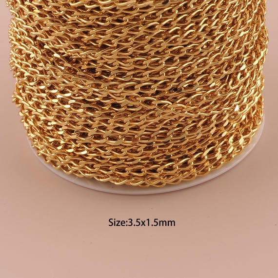 3.28 Feet 18K Gold Curb Chain,Special Chain,Semi-Finished Chain for DIY Jewelry Making Supply