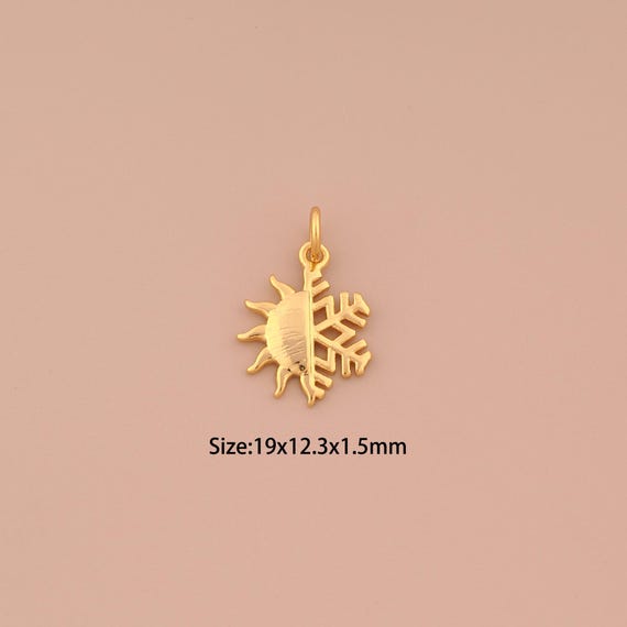 18K Gold Sun Charms,Snowflake Charms Pendants,Sun Charm for DIY Jewelry Making Supply