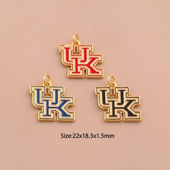 18K Gold Kentucky Team Logo Charms,Enamel Team Logo Charms Pendants,Kentucky Charm for DIY Jewelry Making Supply