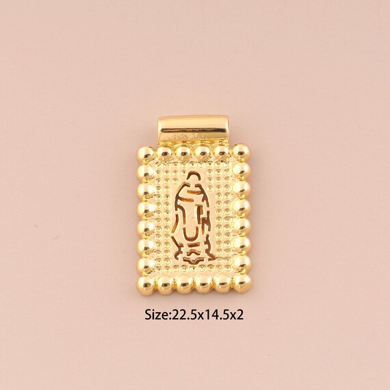 18K Gold St.Juda Charms,Square Charms Pendants,Saint Jude Charm for DIY Jewelry Making Supply