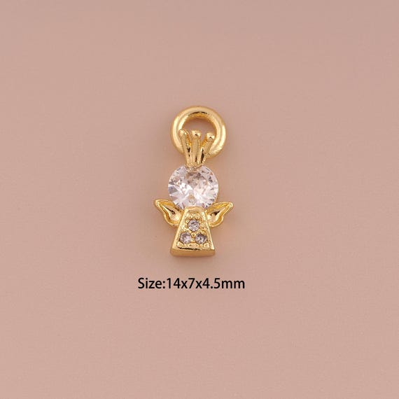 18K Gold Character Charms,CZ Pave Minimalist Charms Pendants,Character Charm for DIY Jewelry Making Supply