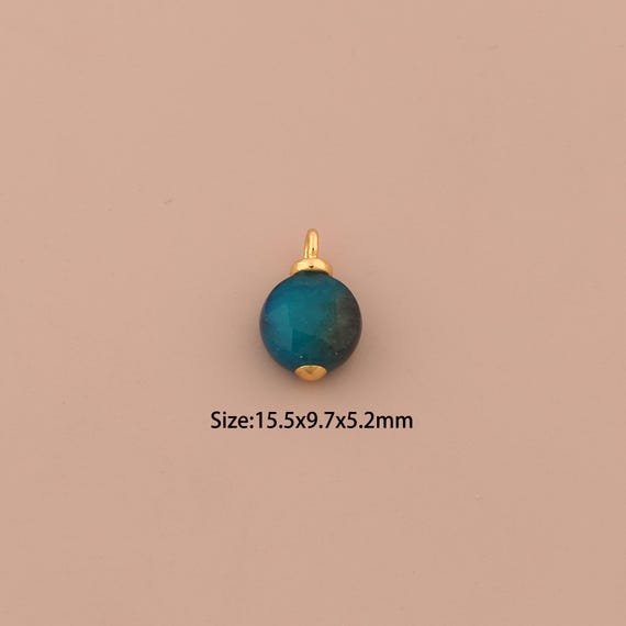 18K Gold Energy Stone Charms,Natural Stone Charms Pendants,Stone Charm for DIY Jewelry Making Supply