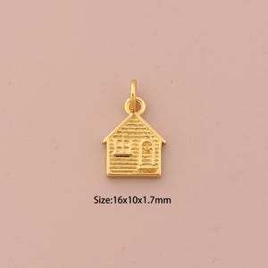 18K Gold House Charms,Minimalist Charms Pendants,House Charm for DIY Jewelry Making Supply