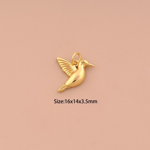 18K Gold Peace Dove Charms,Animal Charms Pendants,Peace Dove Charm for DIY Jewelry Making Supply