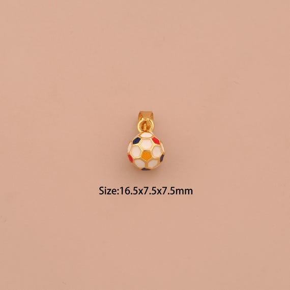 18K Gold Football Charms,Enamel Sports Charms Pendants,Soccer Charm for DIY Jewelry Making Supply