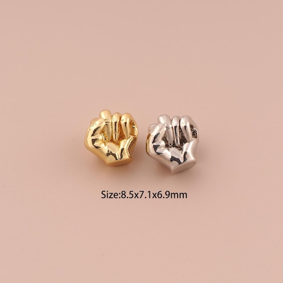 18K Gold Hand Spacer Bead,Minimalist Bead,Hand Bead for DIY Jewelry Making Supply