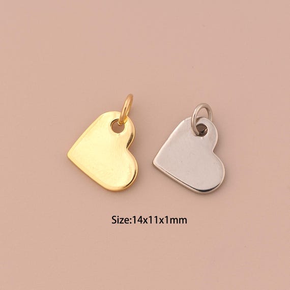 18K Gold Heart Charms,Minimalist Charms Pendants,Heart Charm for DIY Jewelry Making Supply