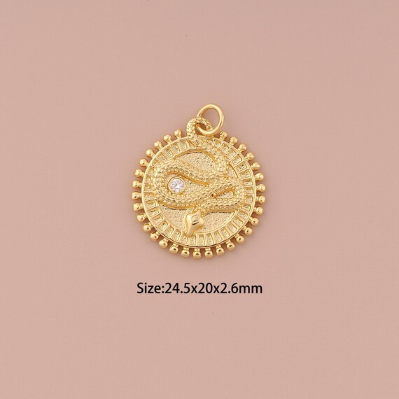 18K Gold Snake Charms,Minimalist Charms Pendants,Snake Charm for DIY Jewelry Making Supply