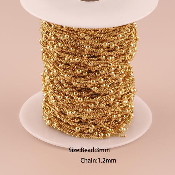 3.28 Feet 18K Gold Satellite Chain,Special Chain,Semi-Finished Chain for DIY Jewelry Making Supply