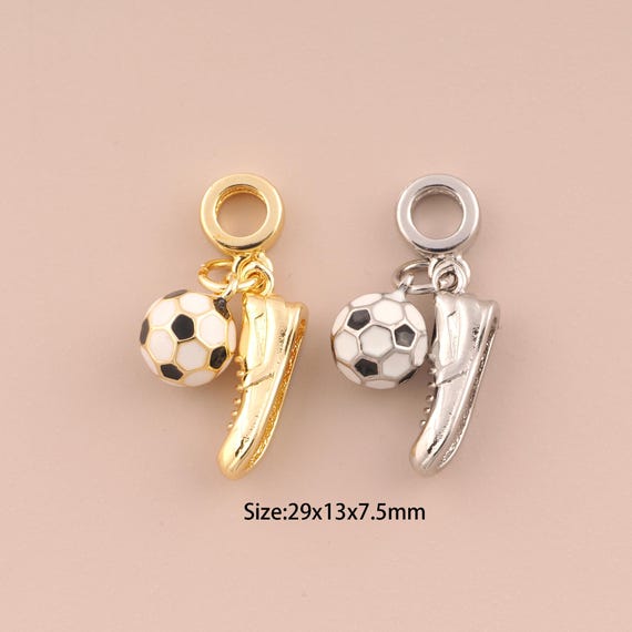 18K Gold Filled Football Pendant,Enamel Football Charm Enamel Charm Football Shoes Pendant DIY Jewelry Making Supply