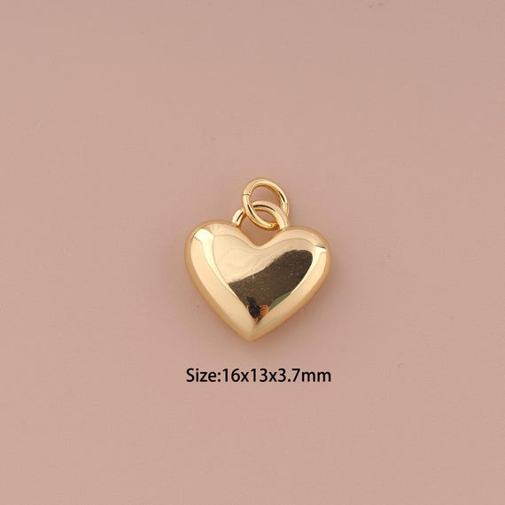 18K Gold Heart Charms,Minimalist Charms Pendants,Heart Charm for DIY Jewelry Making Supply