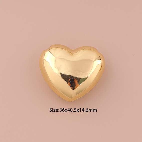 18K Gold Heart Pendant,Bead Charms,Love Charm for DIY Jewelry Making Supply