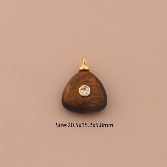 18K Gold Energy Stone Charms,Natural Stone Charms Pendants,Tiger Stone Charm for DIY Jewelry Making Supply
