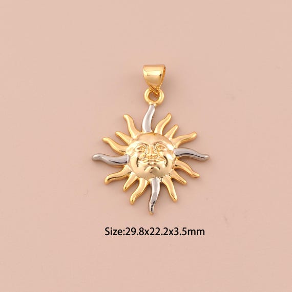 18K Gold Sun Charms,Minimalist Charms Pendants,Sun Charm for DIY Jewelry Making Supply