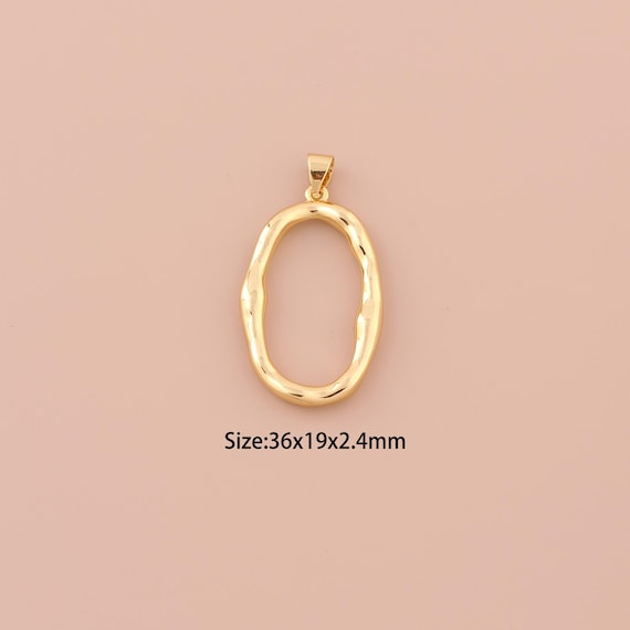 18K Gold Oval Charms,Minimalist Charms Pendants,Oval Charm for DIY Jewelry Making Supply