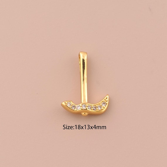 18K Gold Hammer Charms,CZ Pave Minimalist Charms Pendants,Hammer Charm for DIY Jewelry Making Supply