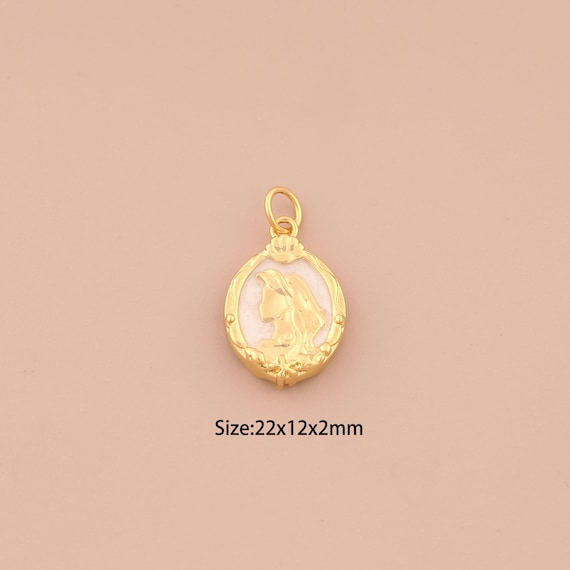 18K Gold Princess Charms,Enamel Fishtail Charms Pendants,Flower Charm for DIY Jewelry Making Supply