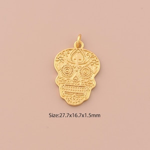 18K Gold Skull Charms,Skull Charms Pendants,Skull Charm for DIY Jewelry Making Supply