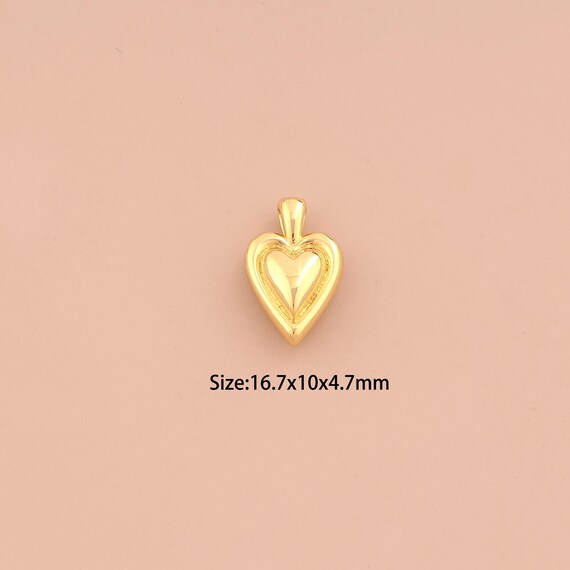 18K Gold Heart Charms,Love Charms Pendants,Heart Charm for DIY Jewelry Making Supply