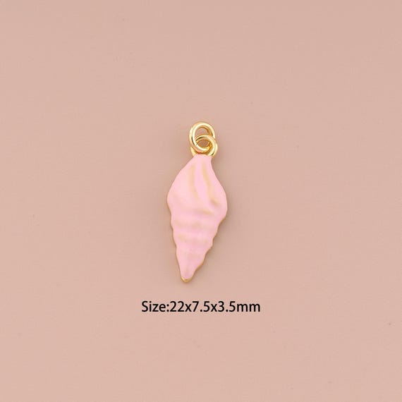 18K Gold Conch Charms,Enamel Minimalist Charms Pendants,Conch Charm for DIY Jewelry Making Supply