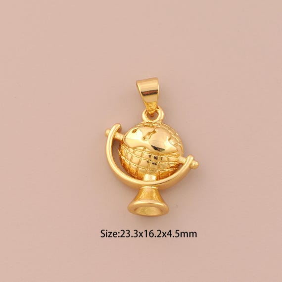 18K Gold Globe Charms,Globe Charms Pendants,Globe Charm for DIY Jewelry Making Supply