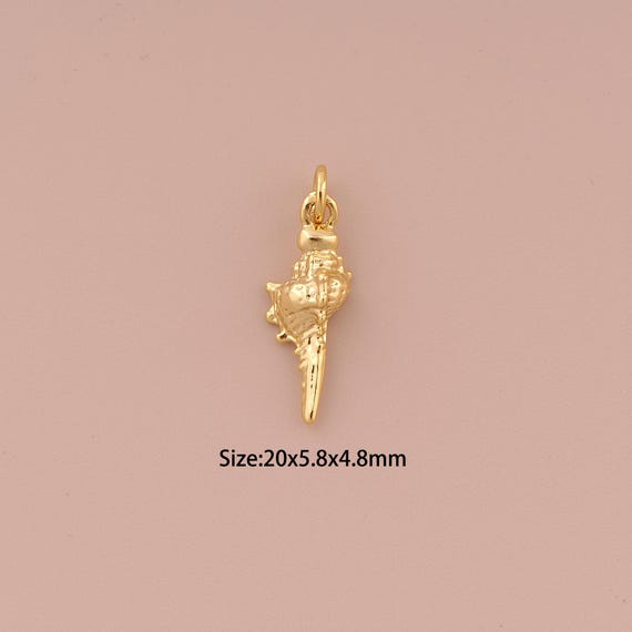 18K Gold Conch Charms,Minimalist Charms Pendants,Conch Charm for DIY Jewelry Making Supply