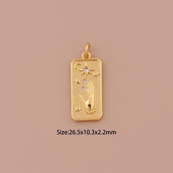 18K Gold Hand Charms,CZ Pave Moon Charms Pendants,Star Charm for DIY Jewelry Making Supply