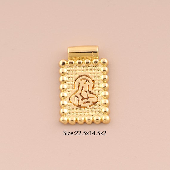 18K Gold Jesus Charms,Square Charms Pendants,Christian Charm for DIY Jewelry Making Supply