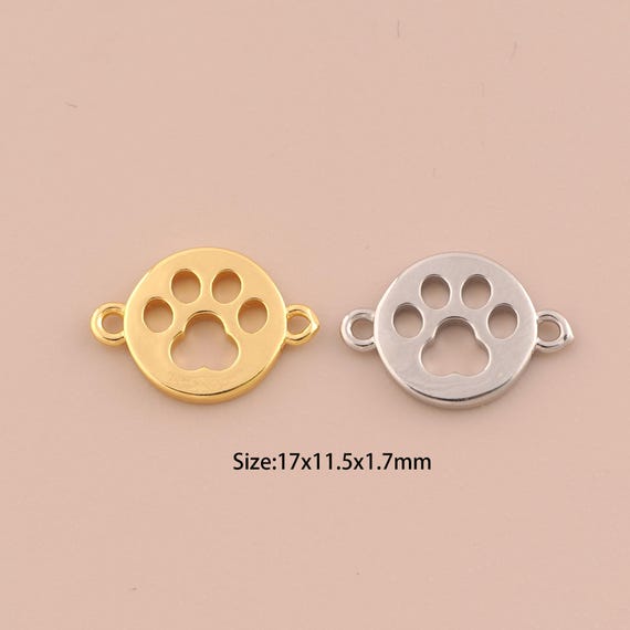 18K Gold Animal Foot Connector,Minimalist Connector Charms,Round Connector for DIY Jewelry Making Supply