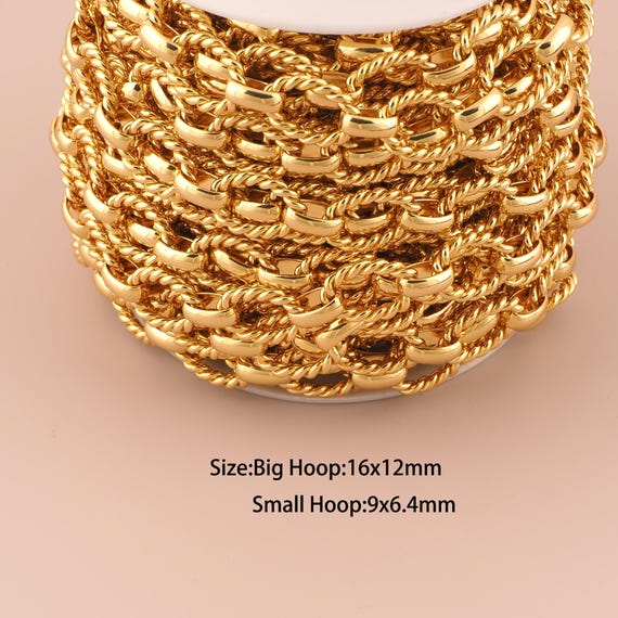 3.28 Feet 18K Gold Twist Chain,Special Chain,Semi-Finished Chain for DIY Jewelry Making Supply