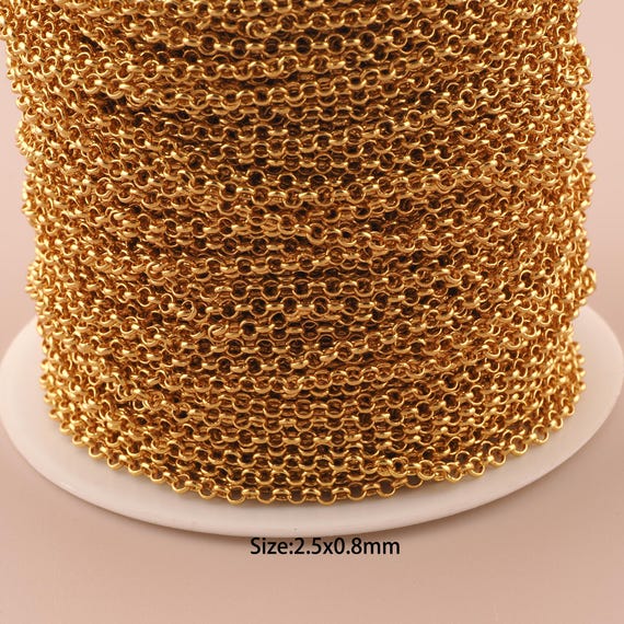 3.28 Feet 18K Gold Rolo Chain,Special Chain,Semi-Finished Chain for DIY Jewelry Making Supply