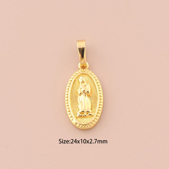 18K Gold Virgin Mary Charms,Religion Charms Pendants,Catholic Charm for DIY Jewelry Making Supply