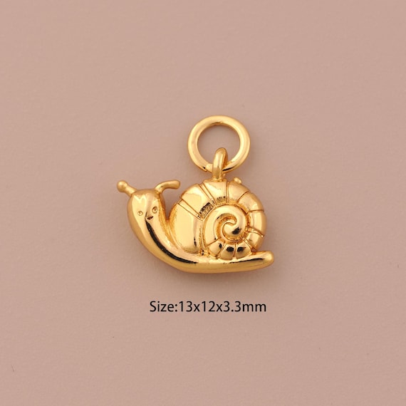 18K Gold Snail Charms,Snail Charms Pendants,Snail Charm for DIY Jewelry Making Supply
