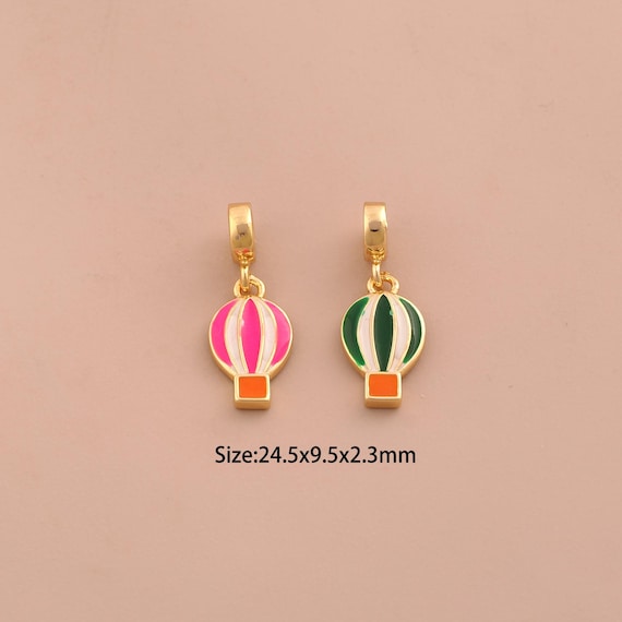 18K Gold Enamel Hot Air Balloon Charms,Hot Air Balloon Charms Pendants,Hot Air Balloon Charm for DIY Jewelry Making Supply