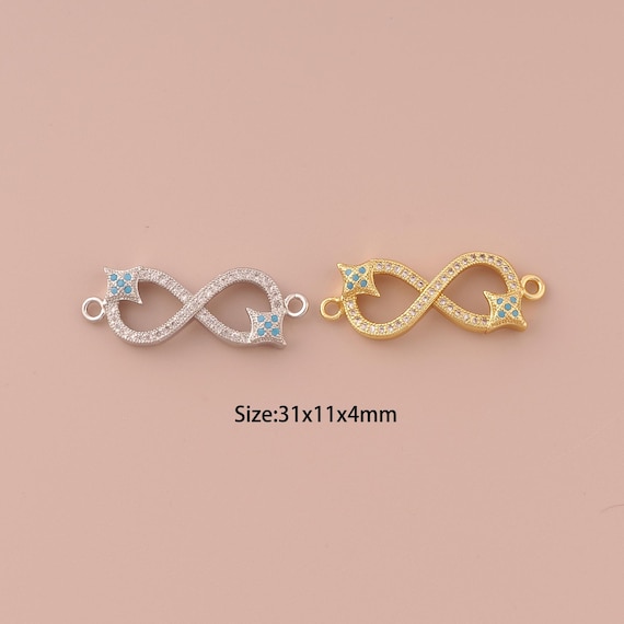 18K Gold Infinity Connector,CZ Pave Minimalist Connector Charms,Star Connector for DIY Jewelry Making Supply