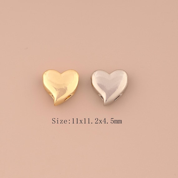 18K Gold Heart Spacer Bead,Love Bead,Heart Bead for DIY Jewelry Making Supply