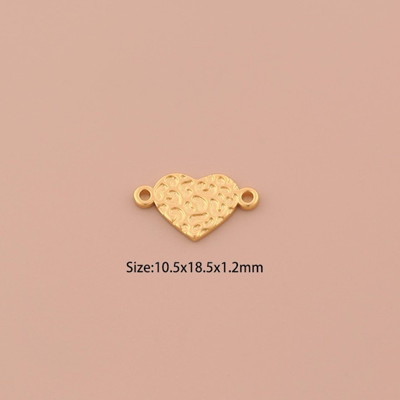 18K Gold Heart Connector,Love Connector Charms,Heart Connector for DIY Jewelry Making Supply