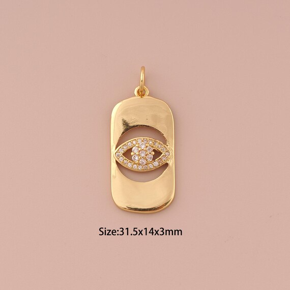 18K Gold Evil Eye Charms,CZ Pave Minimalist Charms Pendants,Devil Eye Charm for DIY Jewelry Making Supply