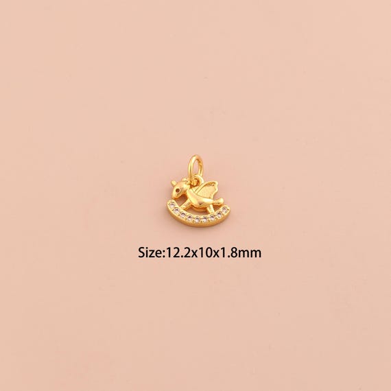 18K Gold Unicorn Charms,CZ Pave Unicorn Charms Pendants,Unicorn Charm for DIY Jewelry Making Supply