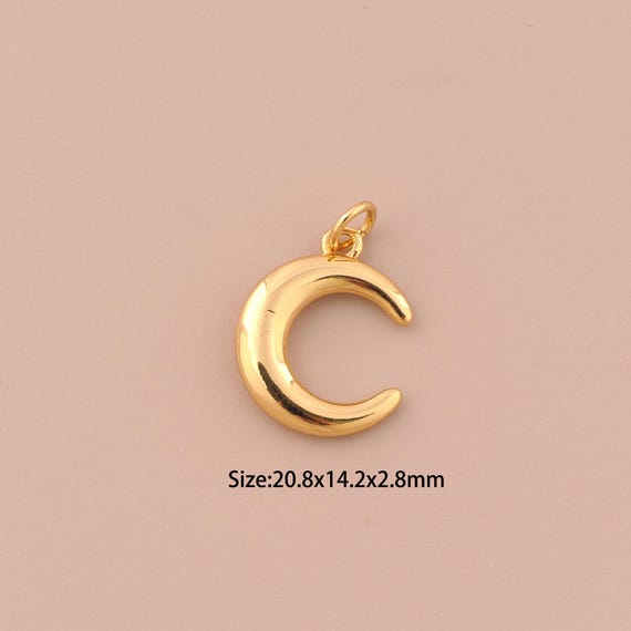 18K Gold Crescent Moon Charms,Moon Charms Pendants,Crescent Moon Charm for DIY Jewelry Making Supply