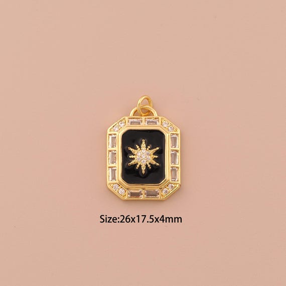 18K Gold Polaris Charms,CZ Pave Minimalist Charms Pendants,Polaris Charm for DIY Jewelry Making Supply