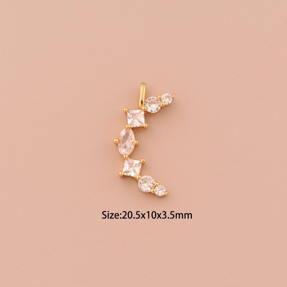 18K Gold Oval Charms,CZ Pave Minimalist Charms Pendants,Square Charm for DIY Jewelry Making Supply