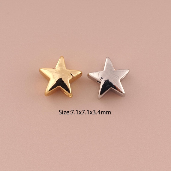 5 pcs 18K Gold Flat Spacer Bead,Minimalist Bead,Star Bead for DIY Jewelry Making Supply
