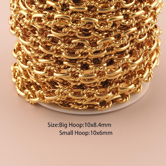 3.28 Feet 18K Gold Twist Chain,Special Chain,Semi-Finished Chain for DIY Jewelry Making Supply