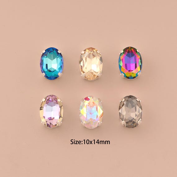 Elliptic Crystal Beads,Stones in Metal Setting,Austrian Crystal,Made in Austria for DIY Jewelry Making Supply