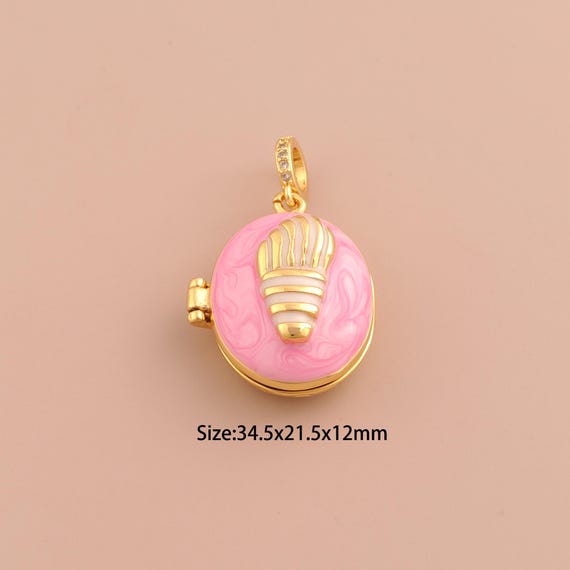 18K Gold Conch Charms,Enamel Photo Frame Charms Pendants,Conch Charm for DIY Jewelry Making Supply